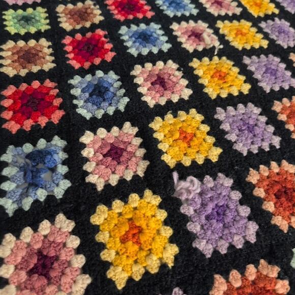 Handmade Granny Square Crochet Afghan Throw Roseanne Boho Cottagecore Retro - Picture 14 of 16